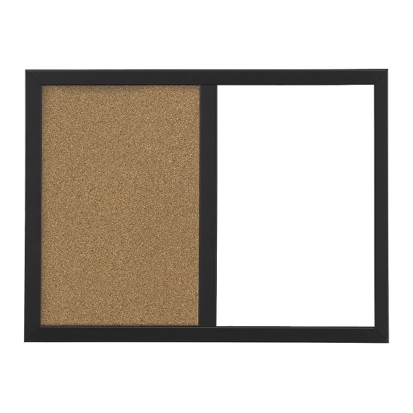 slide 1 of 1, FORAY Magnetic Dry-Erase/Cork Combo Board with Frame, White/Tan Boards, Black Wood Wrapped Frame, 18 in x 22 in