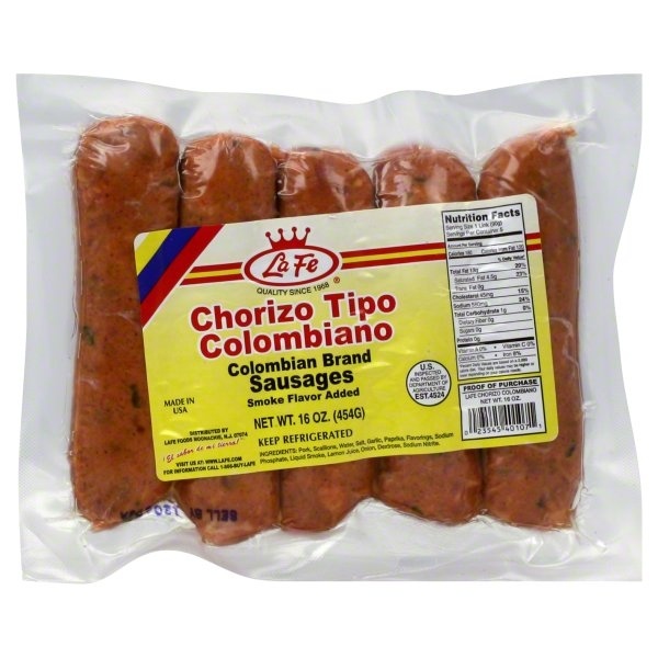 slide 1 of 1, La Fe Sausages - Columbian Brand, 16 oz