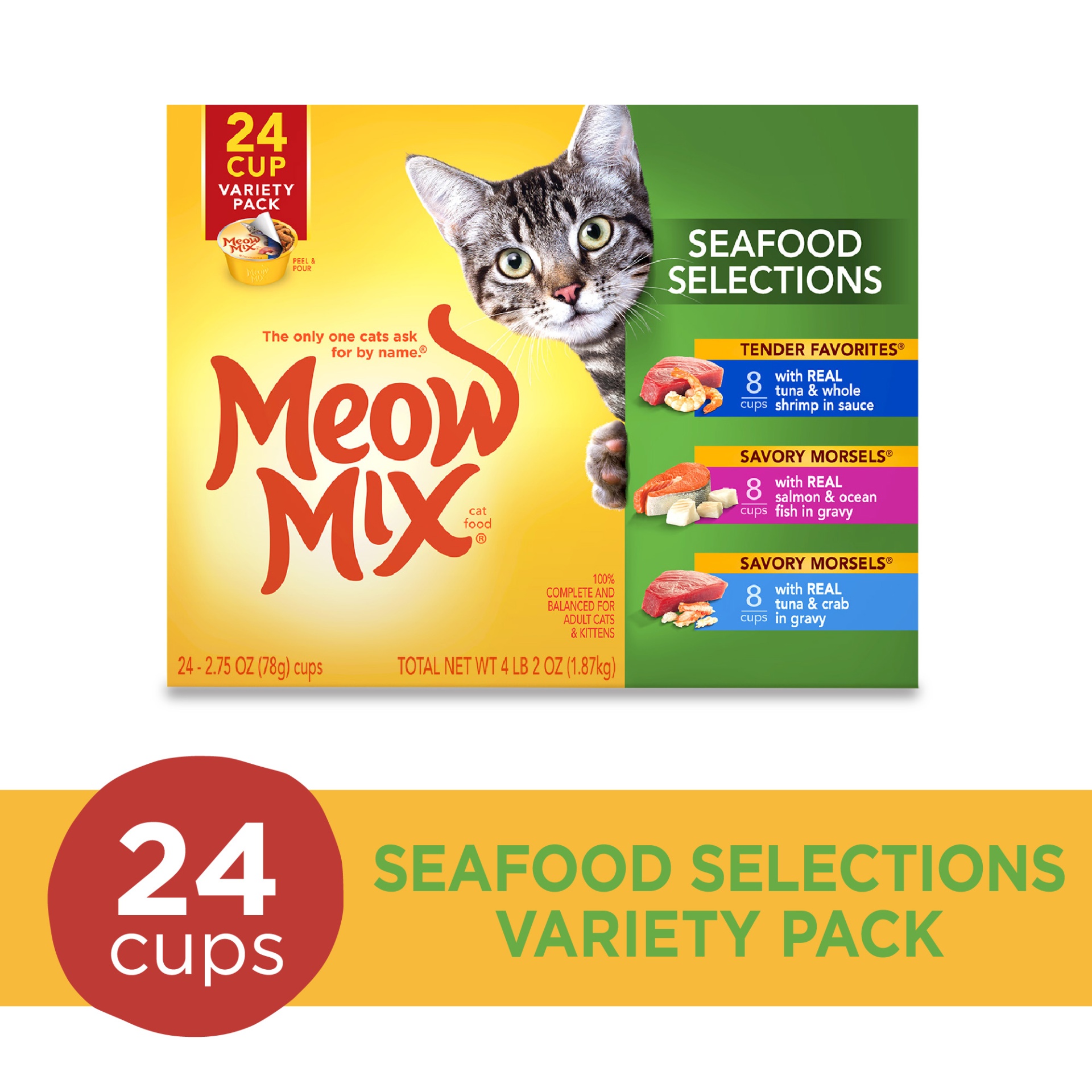 slide 1 of 1, Meow Mix Seafood Selections Variety Cat Food, 24 ct; 2.75 oz