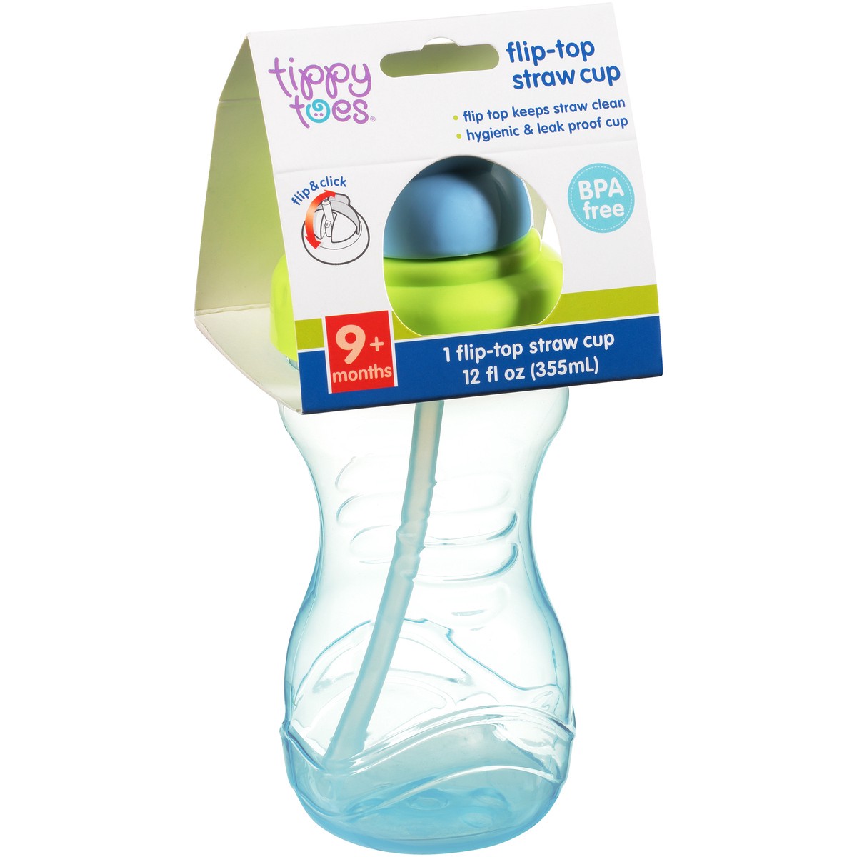 slide 5 of 9, Tippy Toes Flip-Top 9+ Months 12 Fl Oz Straw Cup 1 Each, 12 fl oz