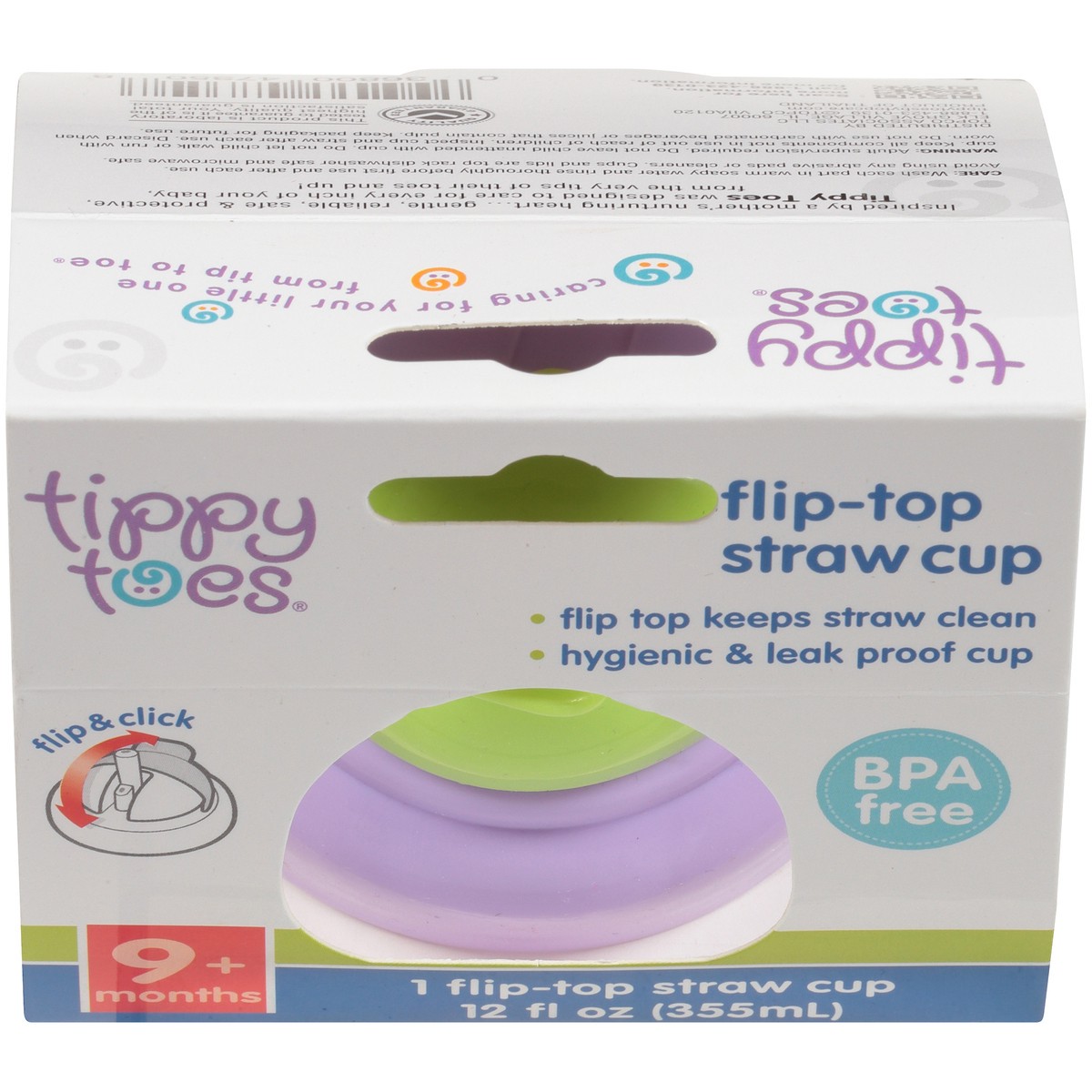 slide 8 of 9, Tippy Toes Flip-Top 9+ Months 12 Fl Oz Straw Cup 1 Each, 12 fl oz