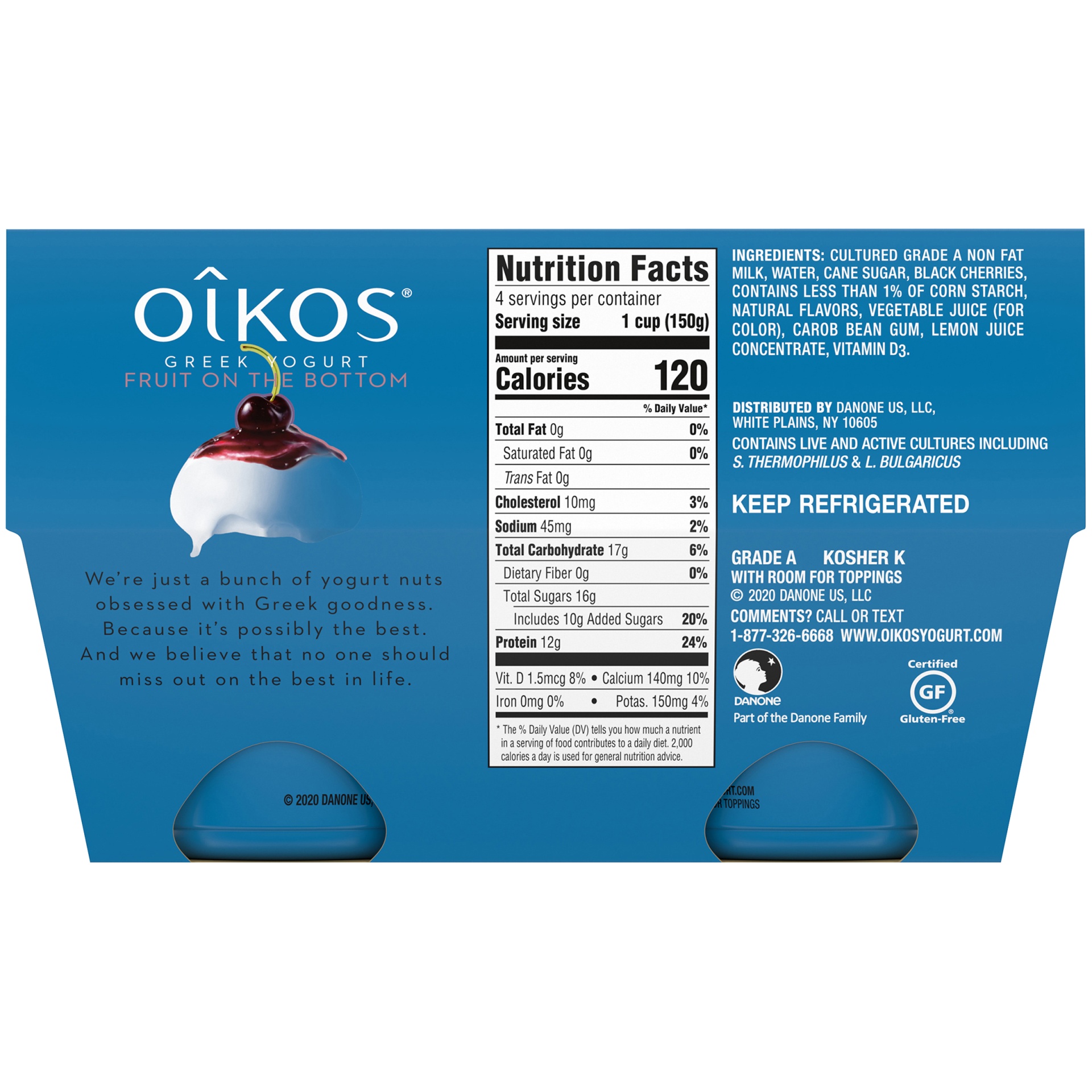 slide 4 of 5, Oikos Fruit on the Bottom Black Cherry Yogurt Cups, 4 ct; 5.3 oz