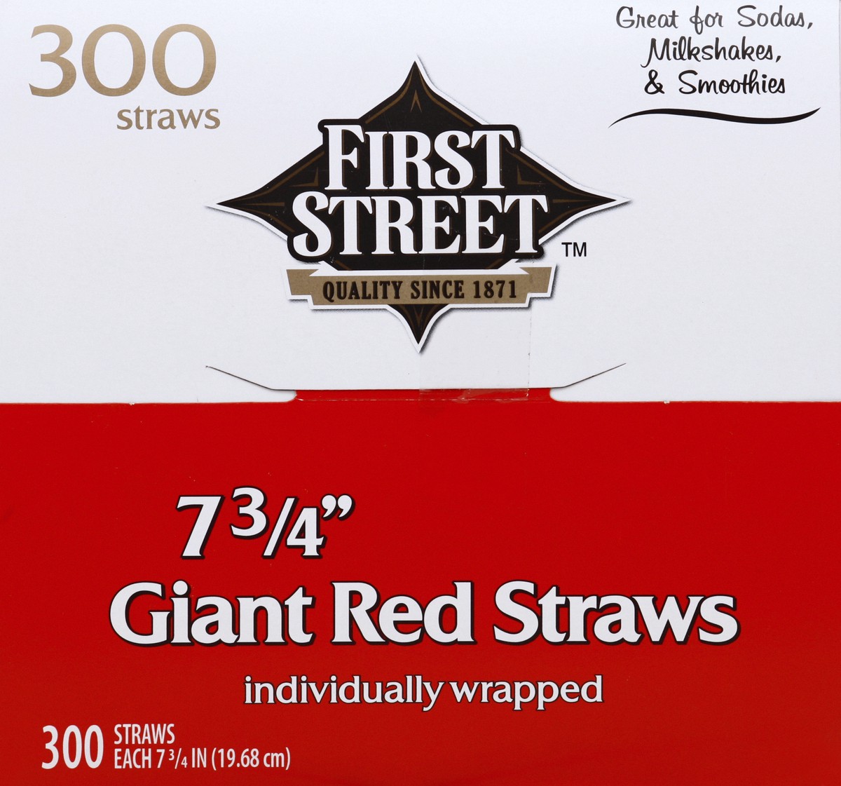 slide 4 of 6, First Street 7.75 Inch Wrapped Red Straws, 300 ct