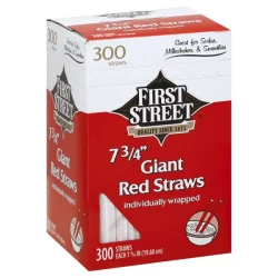 First Street 7.75 Inch Wrapped Red Straws