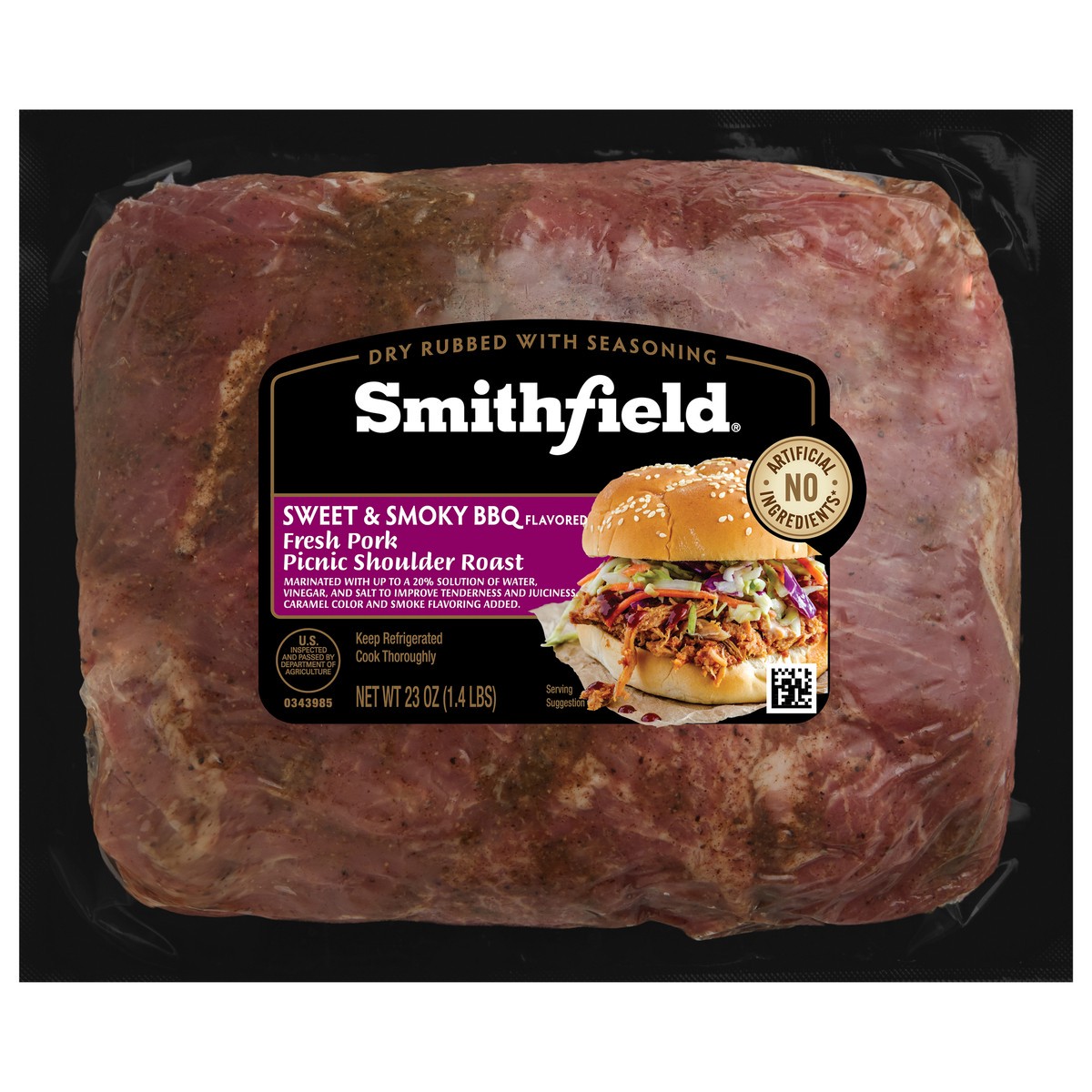 slide 4 of 7, Smithfield Picnic Shoulder Roast Sweet & Smoky BBQ Fresh Pork, 23 oz