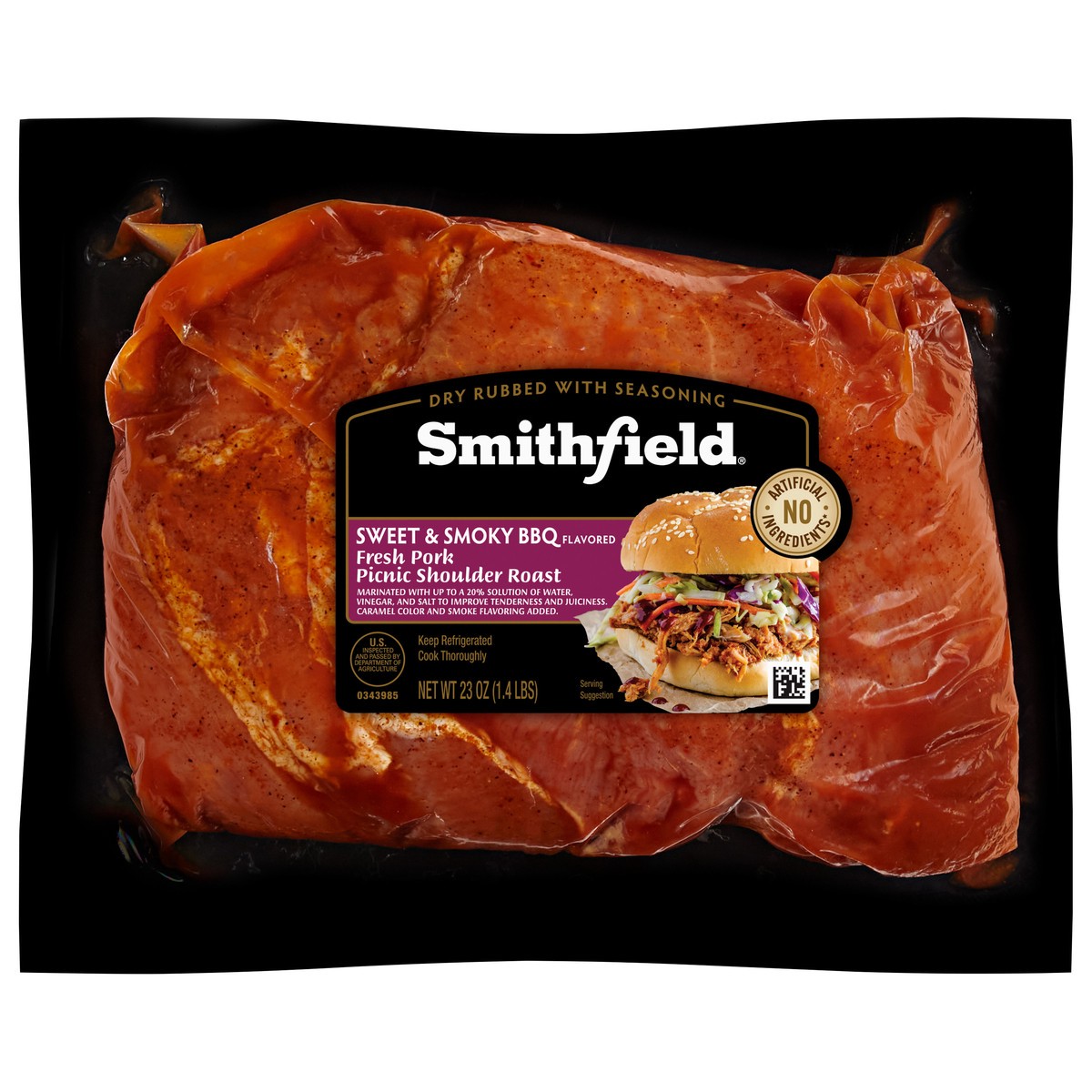 slide 1 of 7, Smithfield Picnic Shoulder Roast Sweet & Smoky BBQ Fresh Pork, 23 oz