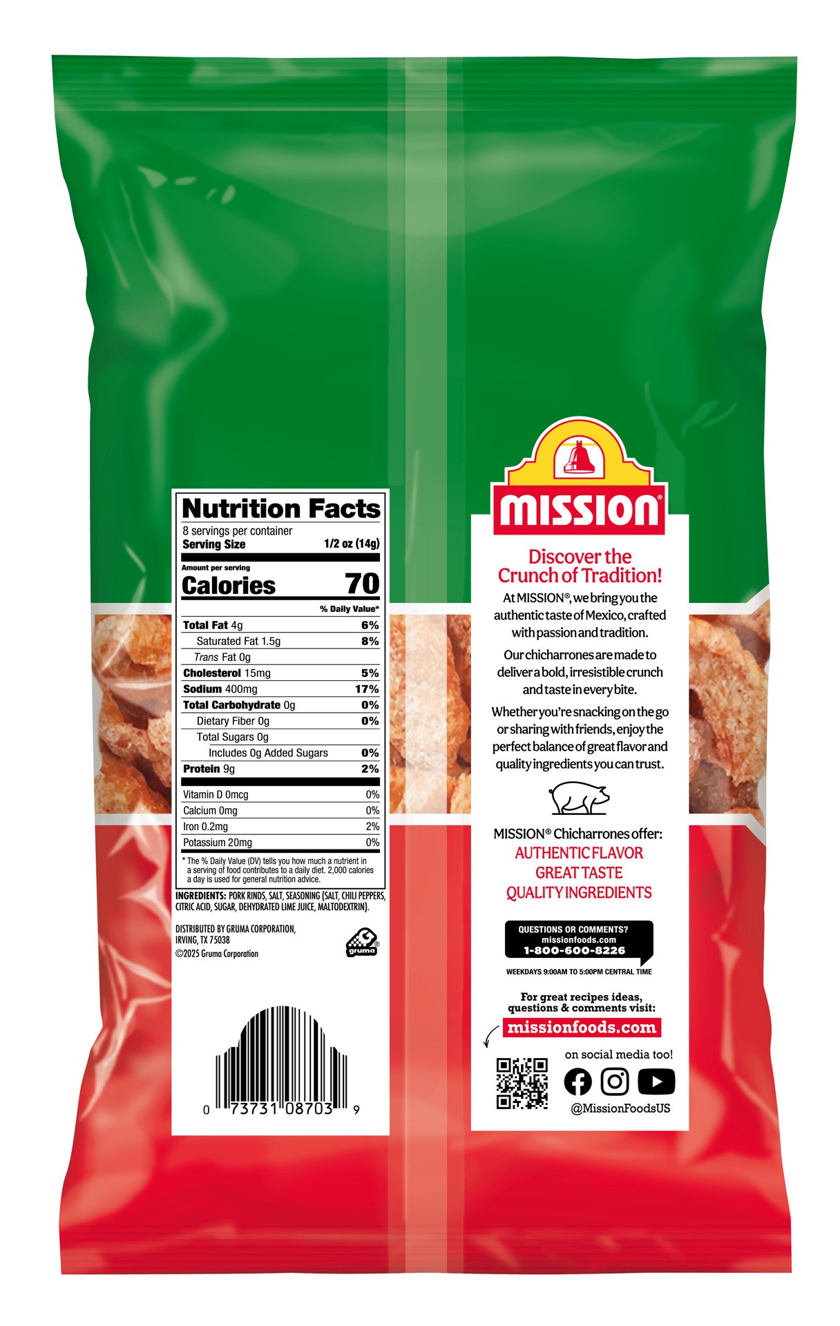 slide 3 of 5, Mission Chicharrones Chile Limon, 4 Ounce Bag, 4 oz