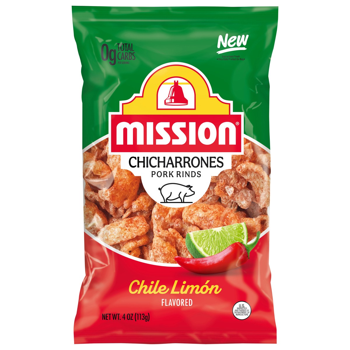 slide 1 of 5, Mission Chicharrones Chile Limon, 4 oz Bag, 4 oz