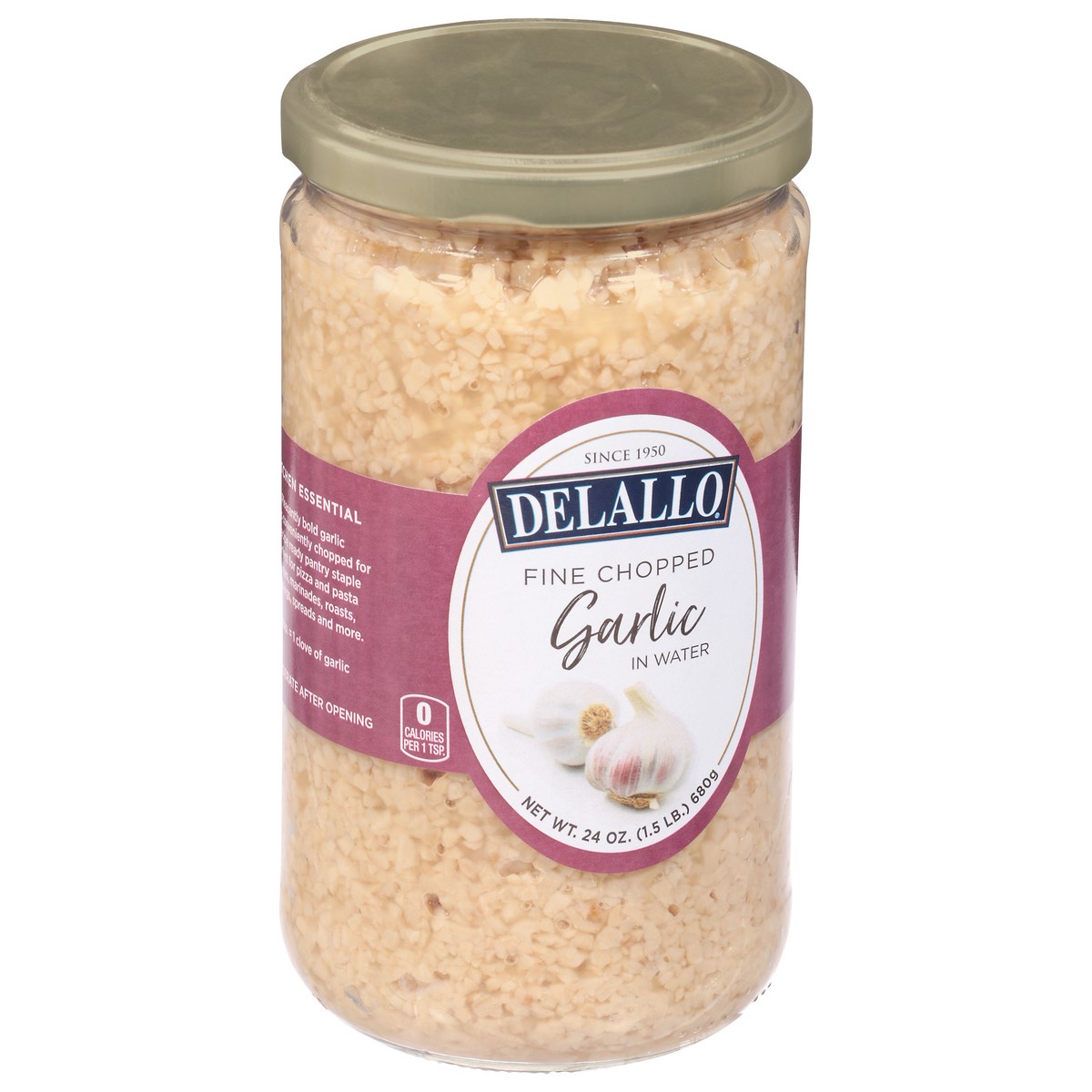 slide 9 of 9, DeLallo Fine Chopped Garlic In Water, 24 oz
