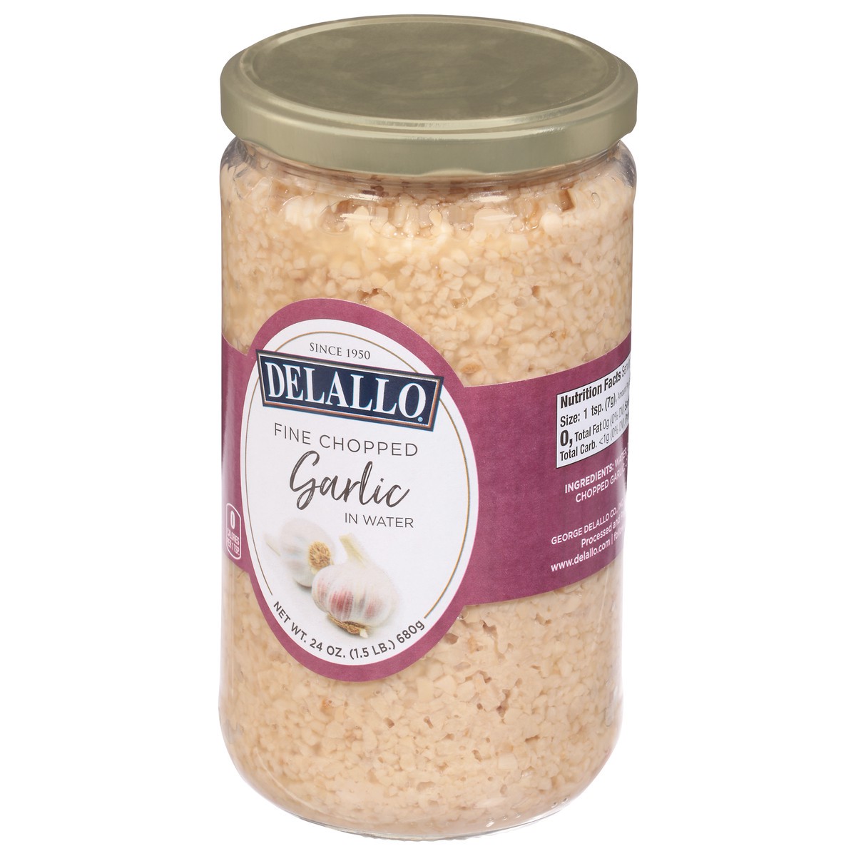 slide 8 of 9, DeLallo Fine Chopped Garlic In Water, 24 oz