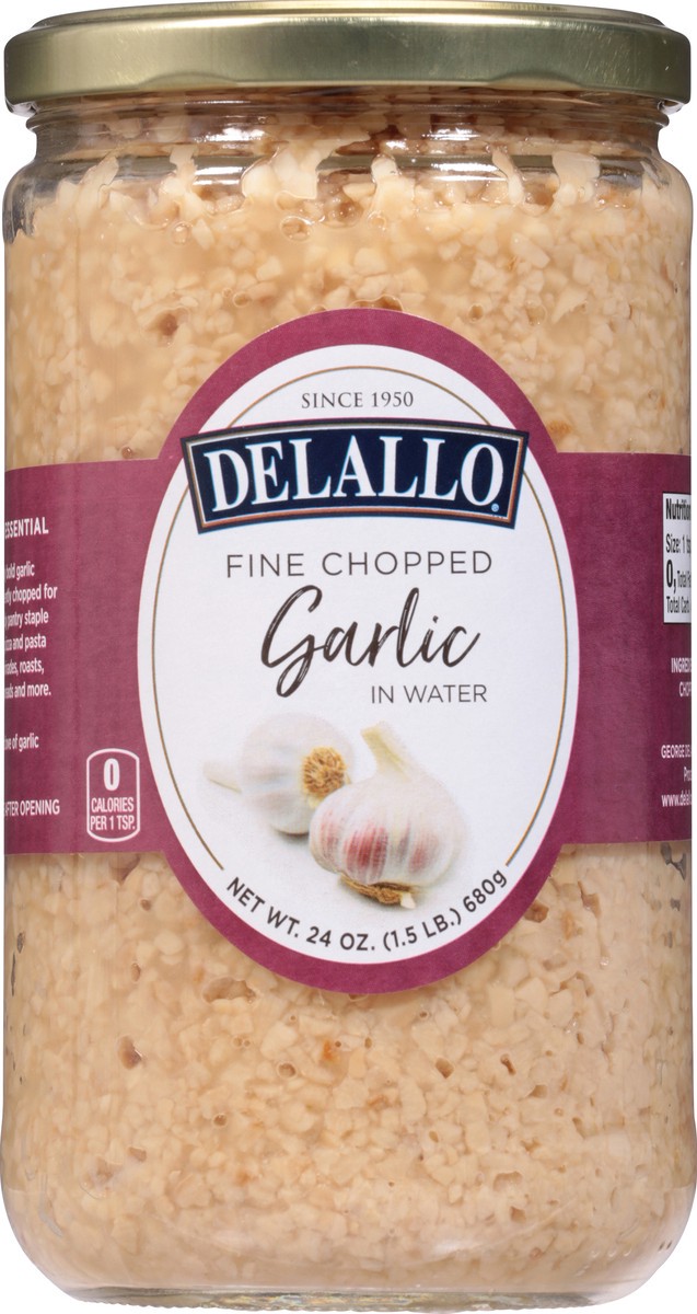 slide 7 of 9, DeLallo Fine Chopped Garlic In Water, 24 oz