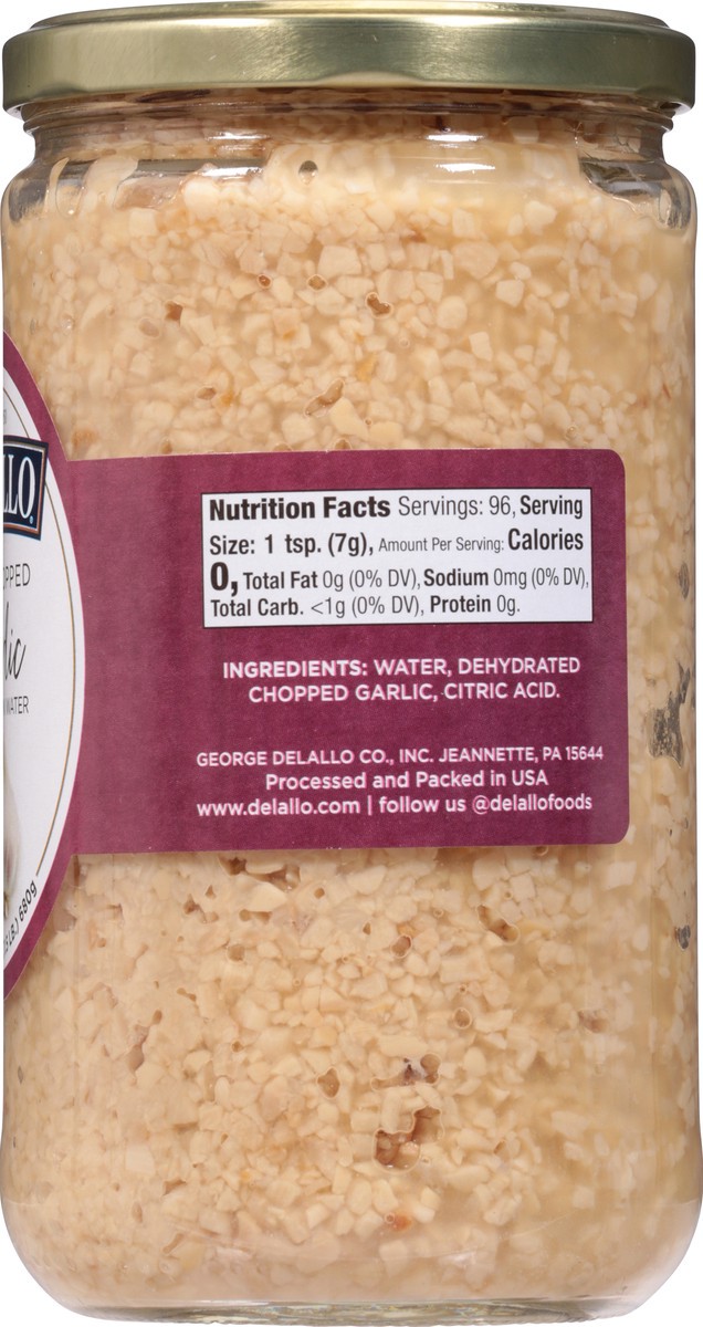 slide 4 of 9, DeLallo Fine Chopped Garlic In Water, 24 oz