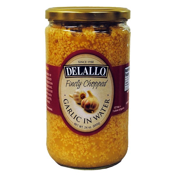 slide 1 of 9, DeLallo Fine Chopped Garlic In Water, 24 oz