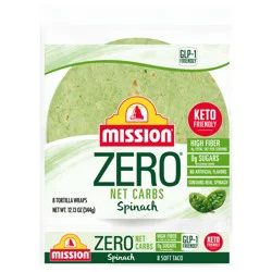 Mission Zero Net Carbs Spinach Tortilla Wraps, 8 Each