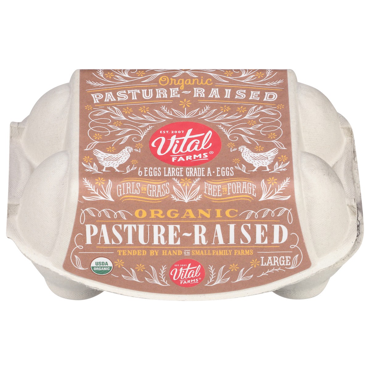slide 5 of 9, Vital Farms Pasture Raised Organic Eggs- Large 6 Count, 6 ct