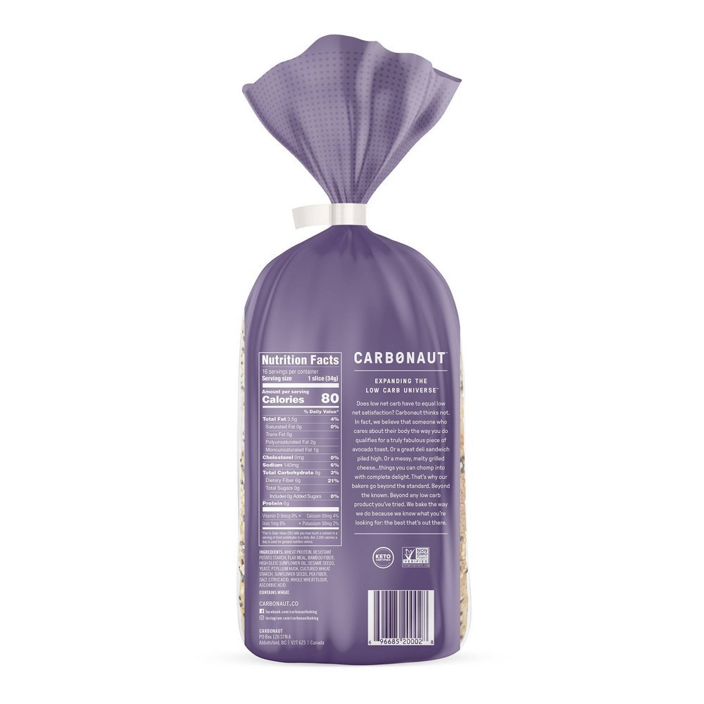 slide 3 of 7, Carbonaut Seeded Bread 19 oz, 19 oz