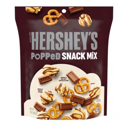 HERSHEY'S Milk Chocolate, Popcorn and Pretzel Popped Snack Mix Bag, 8 oz
