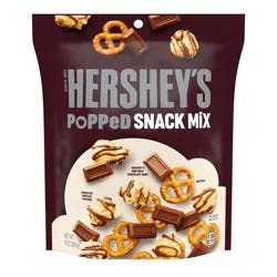 HERSHEY'S Milk Chocolate, Popcorn and Pretzel Popped Snack Mix Bag, 8 oz