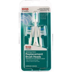 slide 1 of 1, CVS Health Antiplaque Sonic Replacement Brush Head, 3 ct