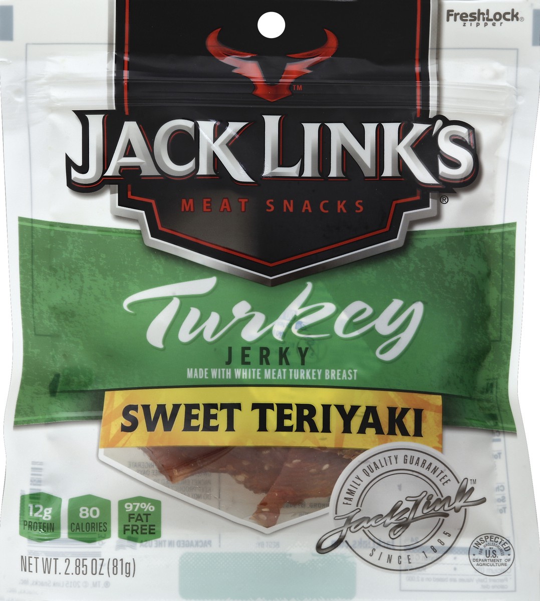 slide 3 of 3, Jack Link's Turkey Jerky Sweet Teriyaki, 1 ct