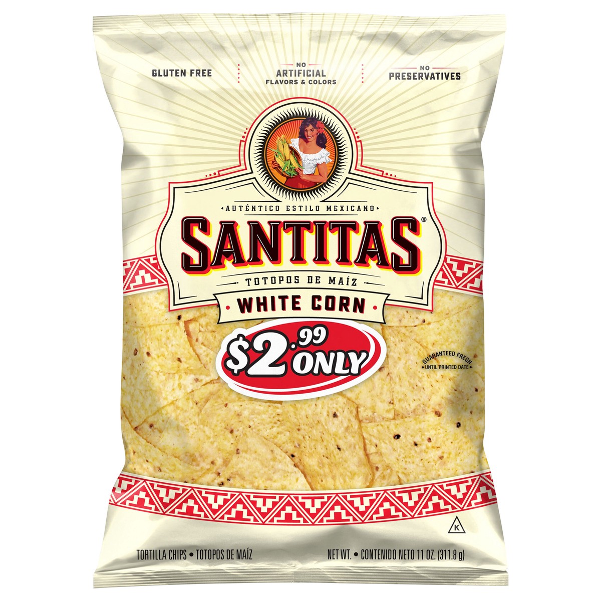 slide 1 of 4, Santitas Tortilla Chips White Corn 11 Oz, 11 oz