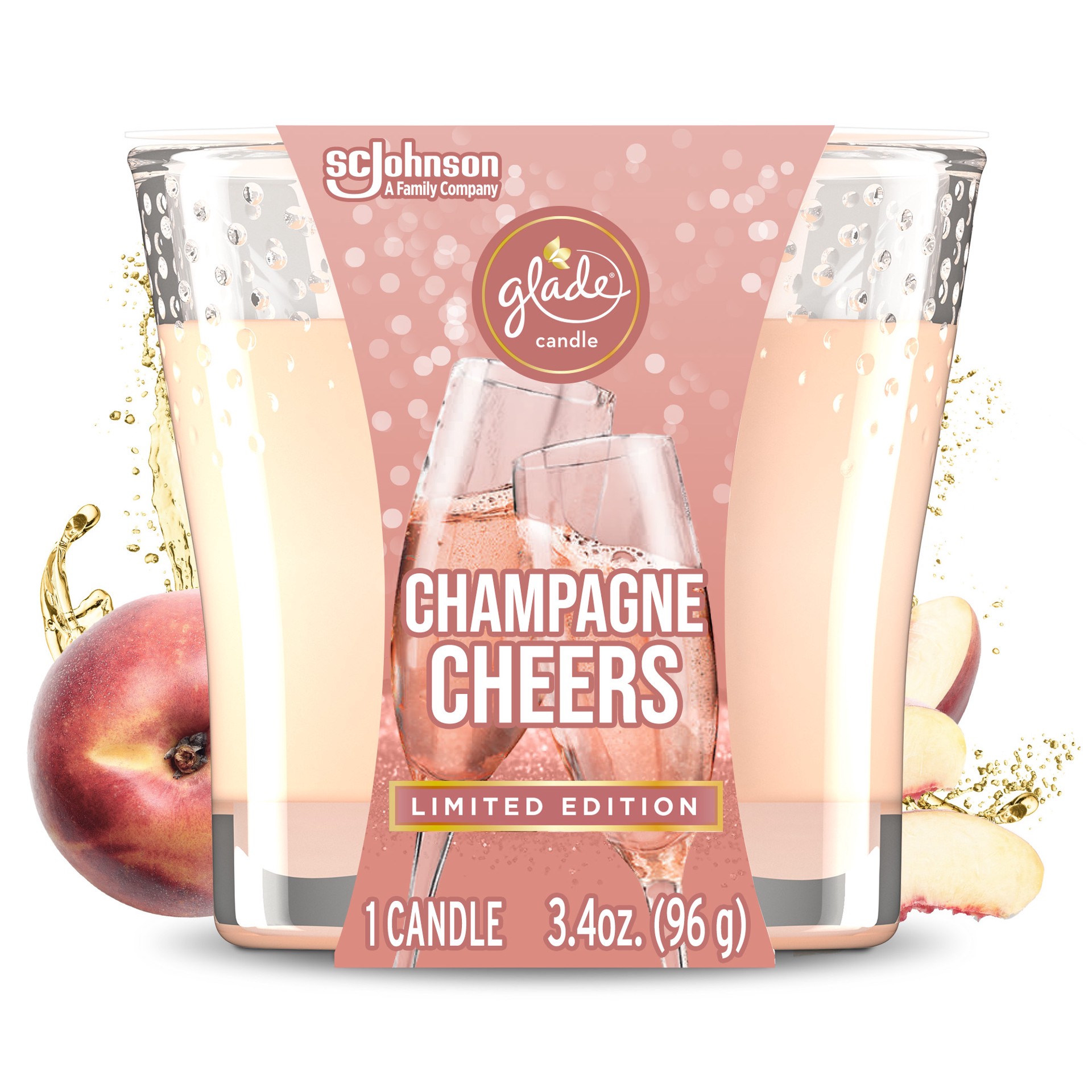 slide 4 of 5, Glade Limited Edition Champagne Cheers Scented Candle, 3.4 oz