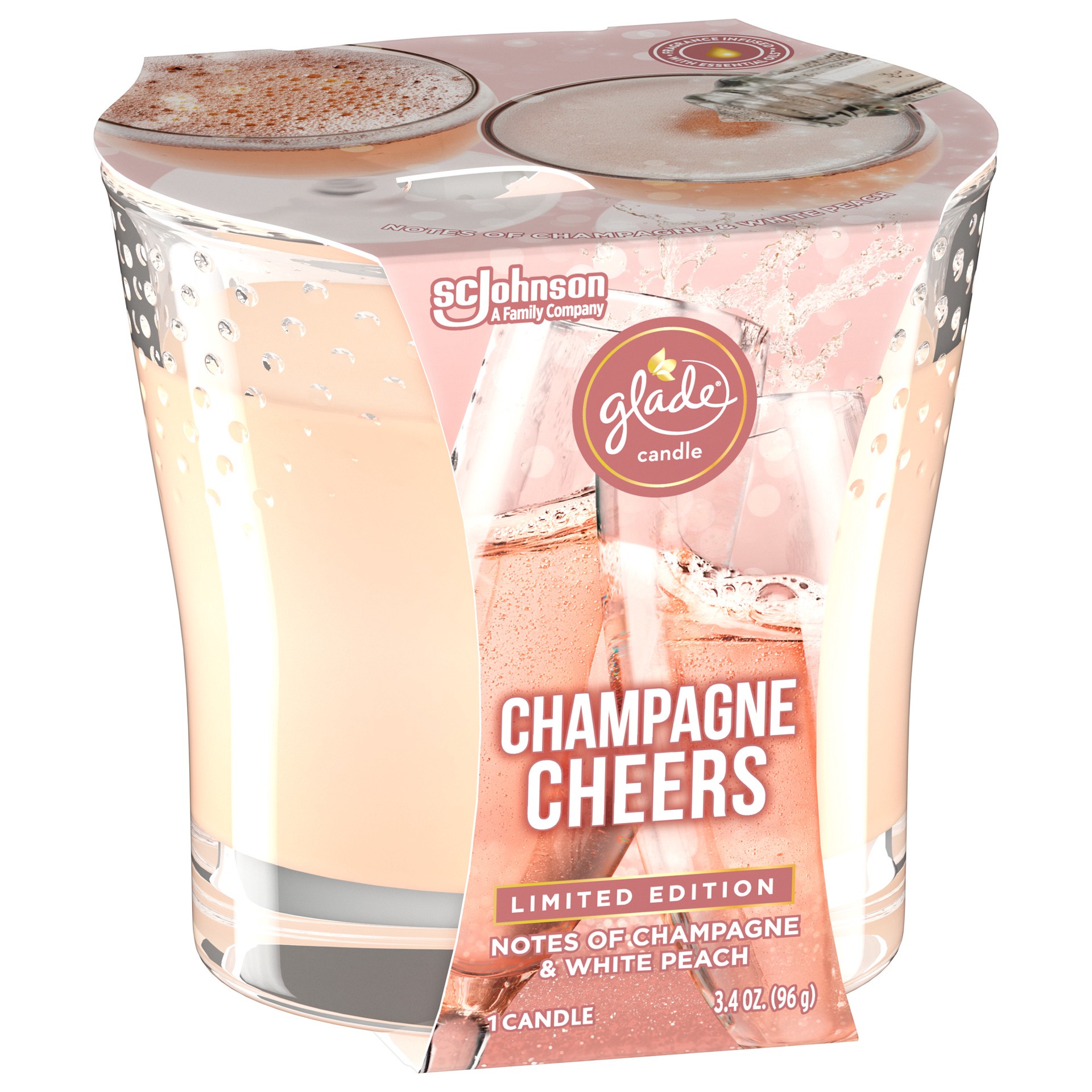 slide 2 of 5, Glade Limited Edition Champagne Cheers Scented Candle, 3.4 oz