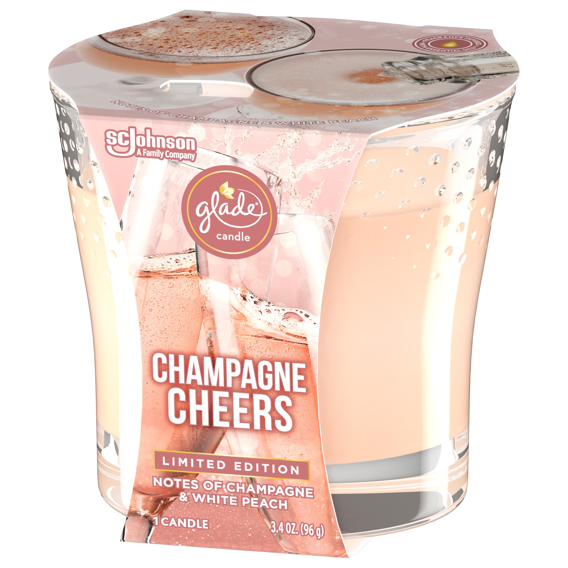 slide 5 of 5, Glade Limited Edition Champagne Cheers Scented Candle, 3.4 oz