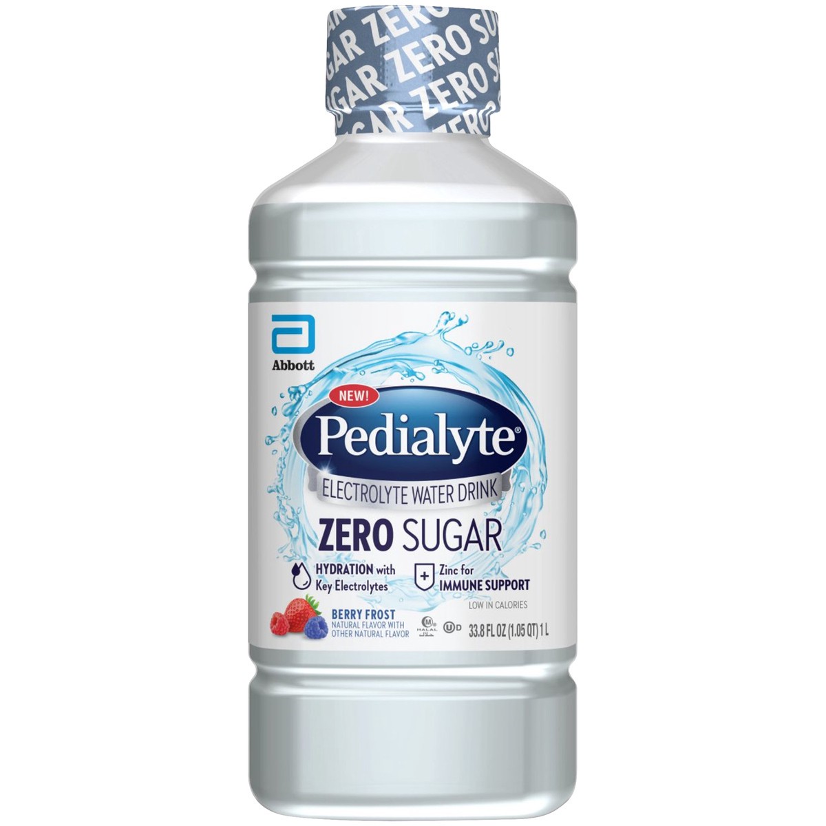 slide 1 of 9, Pedialyte Zero Sugar Electrolyte Solution Berry Frost Ready-to-Drink 33.8 fl oz Bottle, 33.8 fl oz