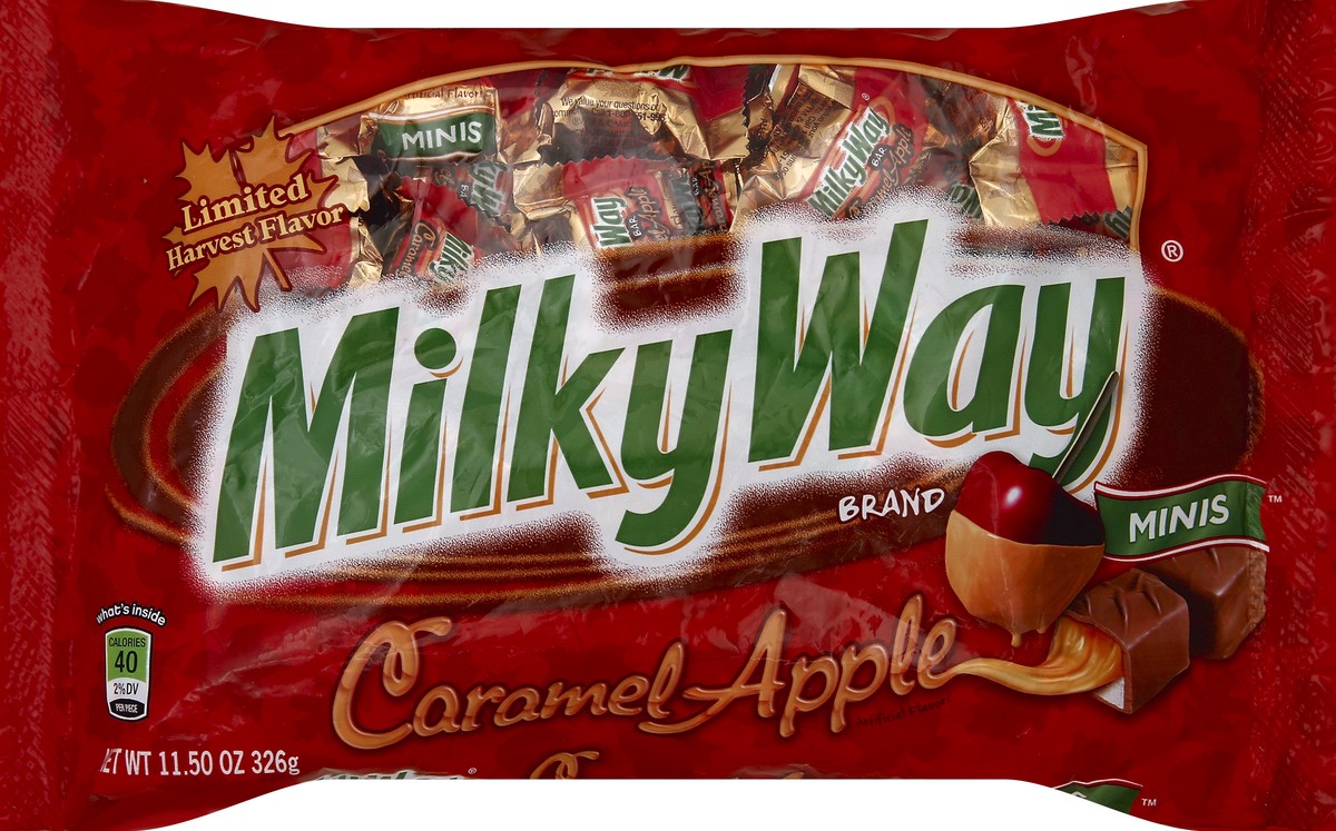 slide 4 of 5, Milky Way MILKY WAY Fall Harvest & Halloween Caramel Apple Chocolate Minis Size Candy Bars 11.5-Ounce Bag, 11 oz