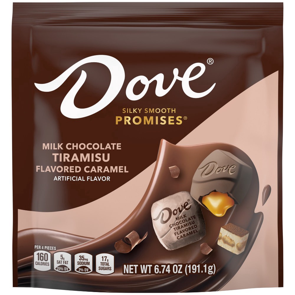 slide 1 of 1, DOVE PROMISES Milk Chocolate Tiramisu Caramel Candy, 6.74 Oz Bag, 6.74 oz