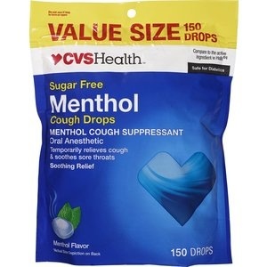 slide 1 of 1, CVS Health Sugar Free Menthol Cough Suppressant Drops, Menthol, 150 ct