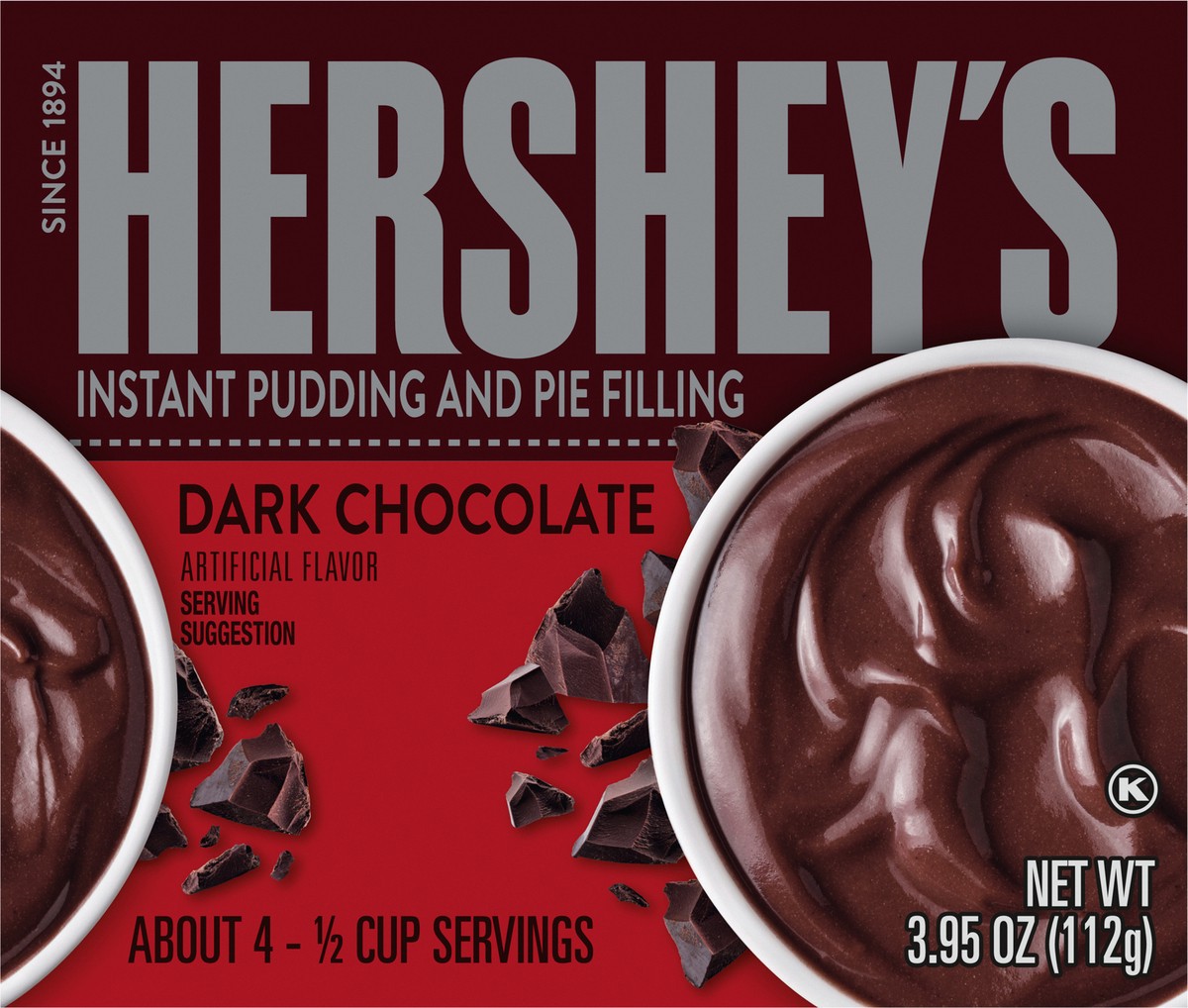 slide 1 of 11, Hershey's Dark Chocolate Instant Pudding & Pie Filling, 3.95 oz Box, 3.95 oz