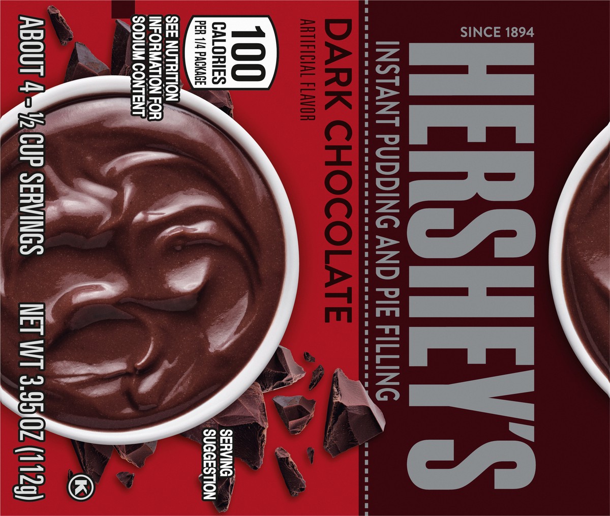 slide 4 of 11, Hershey's Dark Chocolate Instant Pudding & Pie Filling, 3.95 oz Box, 3.95 oz