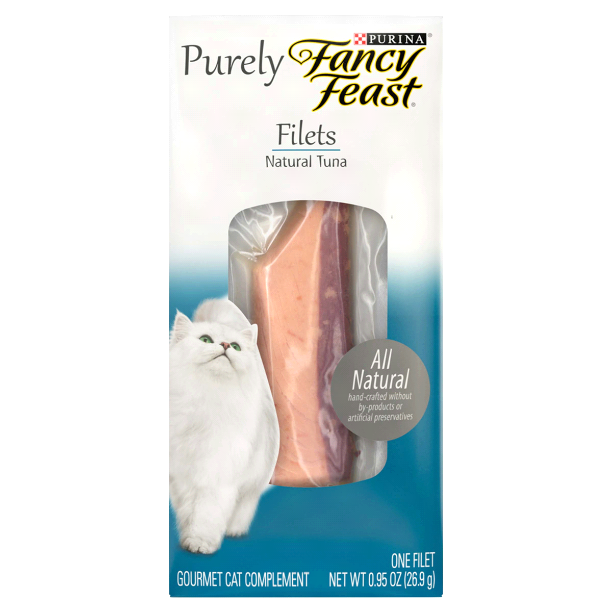 slide 1 of 5, Purina Purely Fancy Feast Natural Tuna Filets Cat Food, 0.95 oz