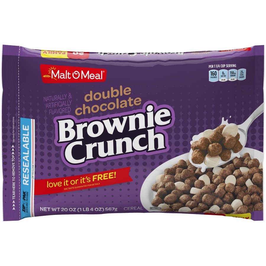 slide 1 of 6, Malt-O-Meal Doublec Chocolate Brownie Crunch Cereal, 20 oz