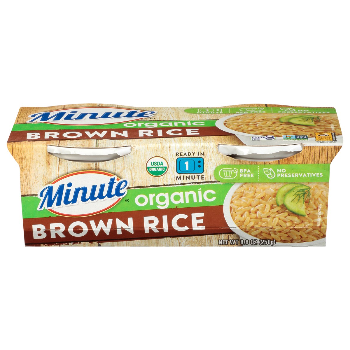 slide 1 of 1, Minute Rice Ready To Serve Organic Brown Rice, 2 ct; 4.4 oz