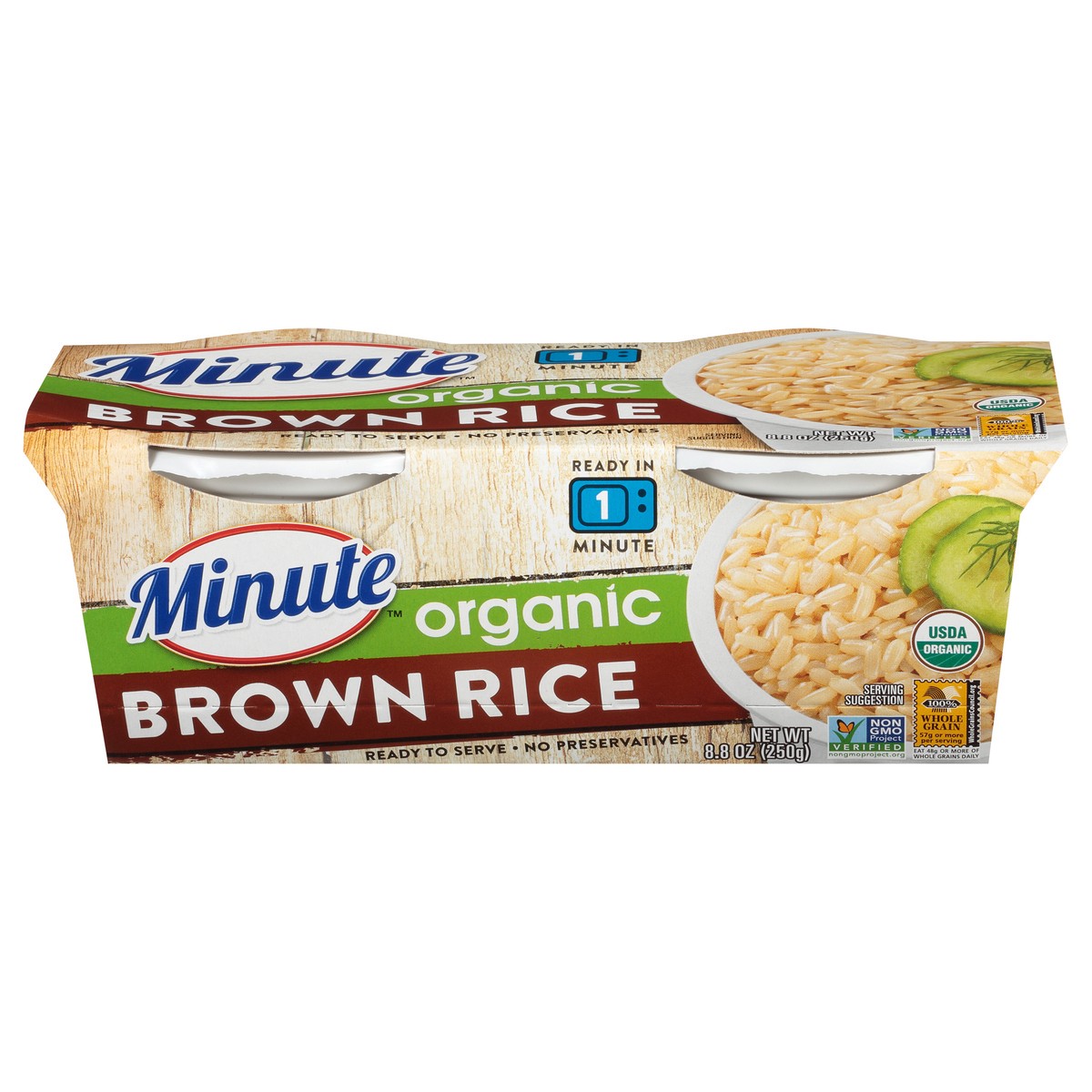 slide 8 of 11, Minute Rice Ready To Serve Organic Brown Rice, 2 ct; 4.4 oz