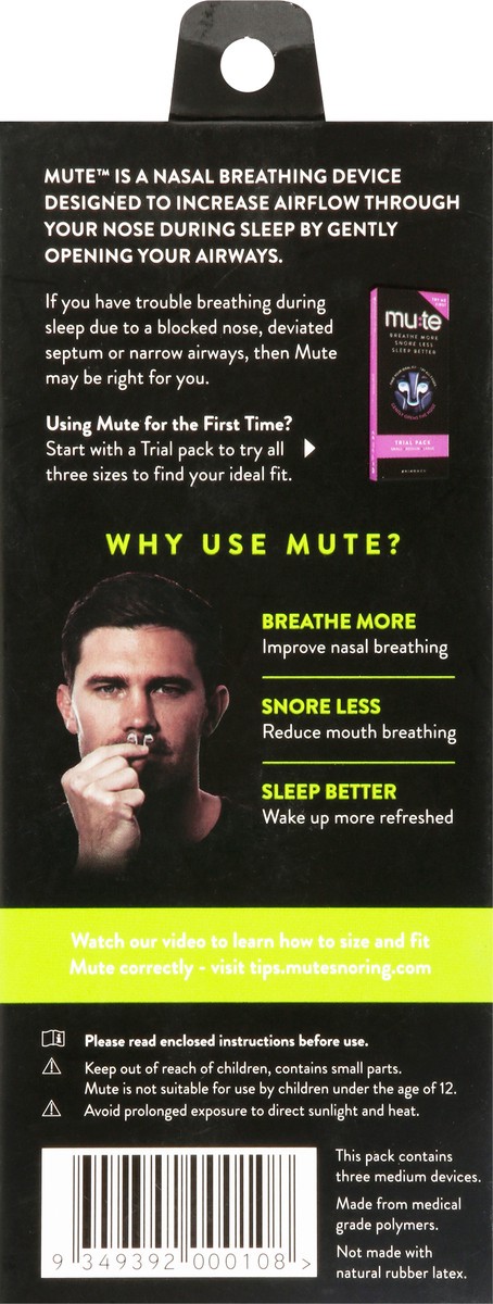 slide 6 of 12, Mute Medium Nasal Breathing Device 3 Pack, 3 ct