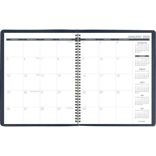 slide 2 of 3, 2025-2026 At-A-Glance Monthly Planner, 9"" X 11"", Navy, January To March, 7026020, 1 ct