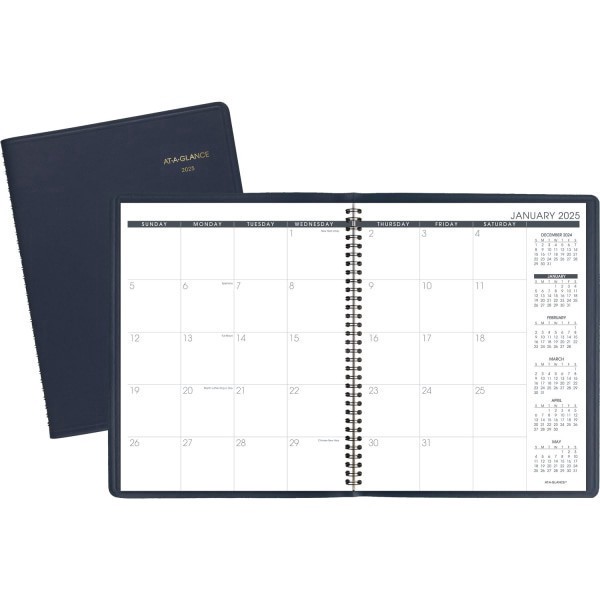 slide 3 of 3, 2025-2026 At-A-Glance Monthly Planner, 9"" X 11"", Navy, January To March, 7026020, 1 ct