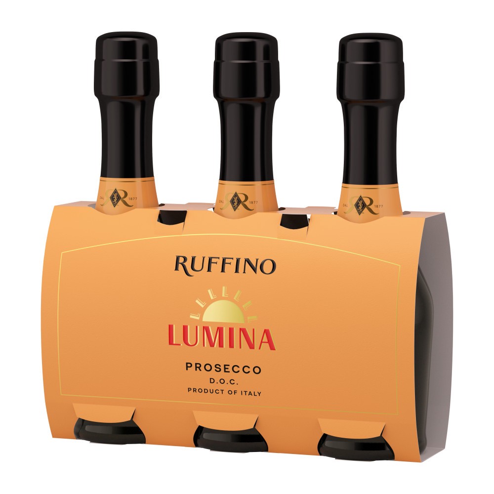 slide 1 of 19, Ruffino Lumina Prosecco DOC, Italian White Sparkling Wine, 3 pk 187 mL Mini Bottles, 18.97 fl oz