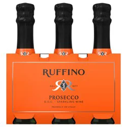 Ruffino Prosecco DOC, Italian White Sparkling Wine, 3 pk 187ml Mini Bottles