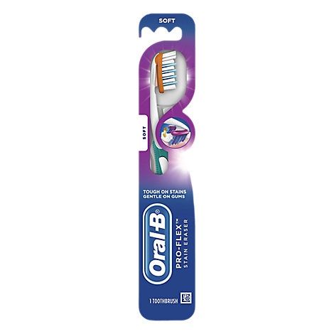 slide 1 of 1, Oral-B Pro-Flex Manual Toothbrush Stain Eraser Soft, 1 ct