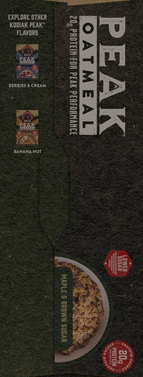 slide 8 of 12, Kodiak Cakes PEAK Oatmeal Packets, Maple Brown Sugar, 13.23 oz/5 ct, 4 ct