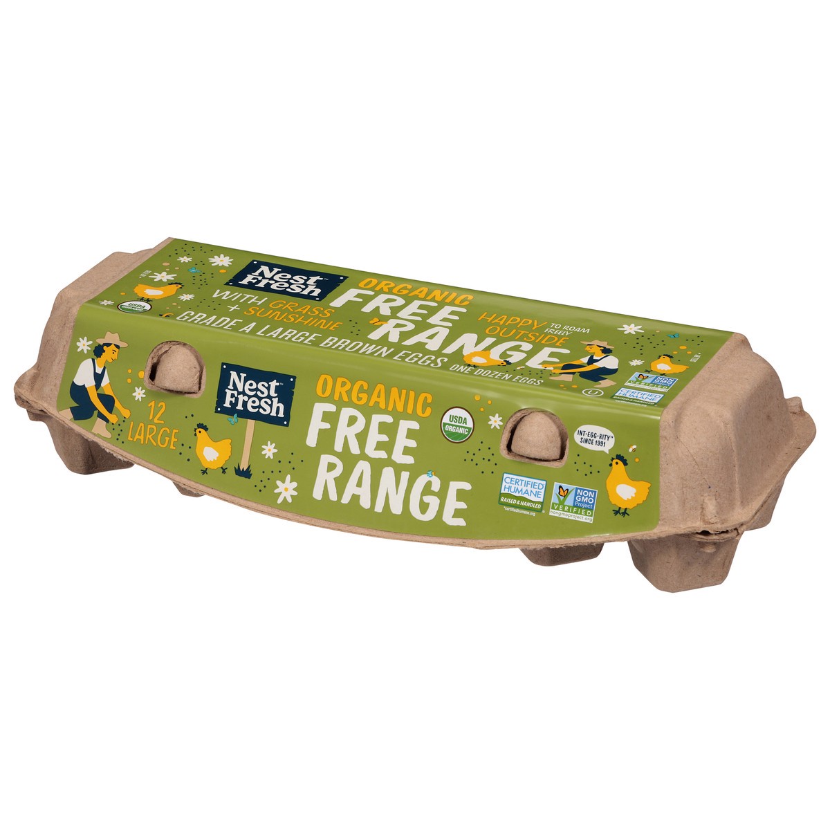 slide 2 of 4, Nestfresh Organic Non Gmo Free Range Hfac Lg A Brown Eggs 12 Count - 12 CT, 12 ct