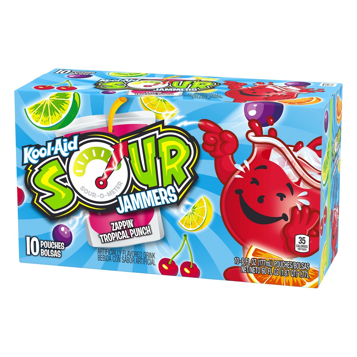 slide 2 of 10, Kool-Aid Jammers Sours Tropical Pucker Punch Juice Drink, 10 ct Box, 60 fl oz