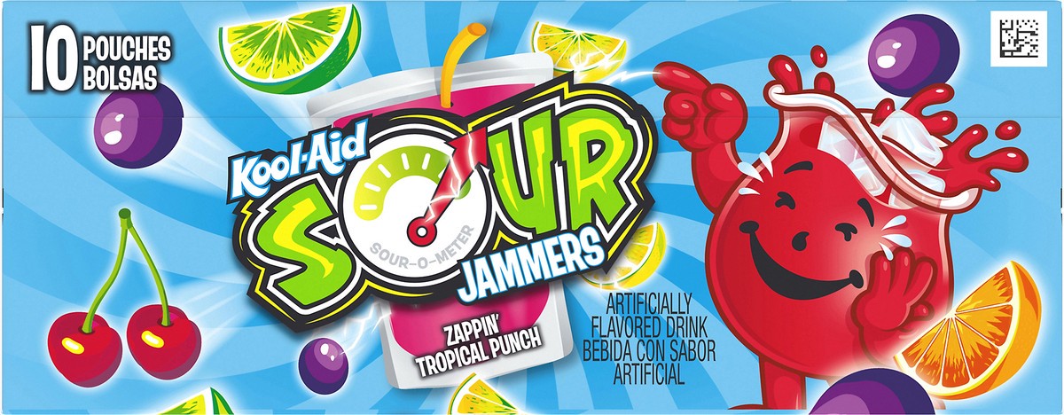 slide 5 of 10, Kool-Aid Jammers Sours Tropical Pucker Punch Juice Drink, 10 ct Box, 60 fl oz