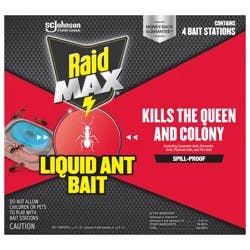 Raid Liquid Ant Bait, Outdoor and Indoor Ant Poison Bait Stations for Home, 4 Count, .25 fl. oz. Each Bait Station