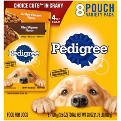 Pedigree Choice Cuts in Gravy Grilled Chicken Flavor/Filet Mignon Flavor Food for Dogs Variety Pack 8 - 100 g Pouches